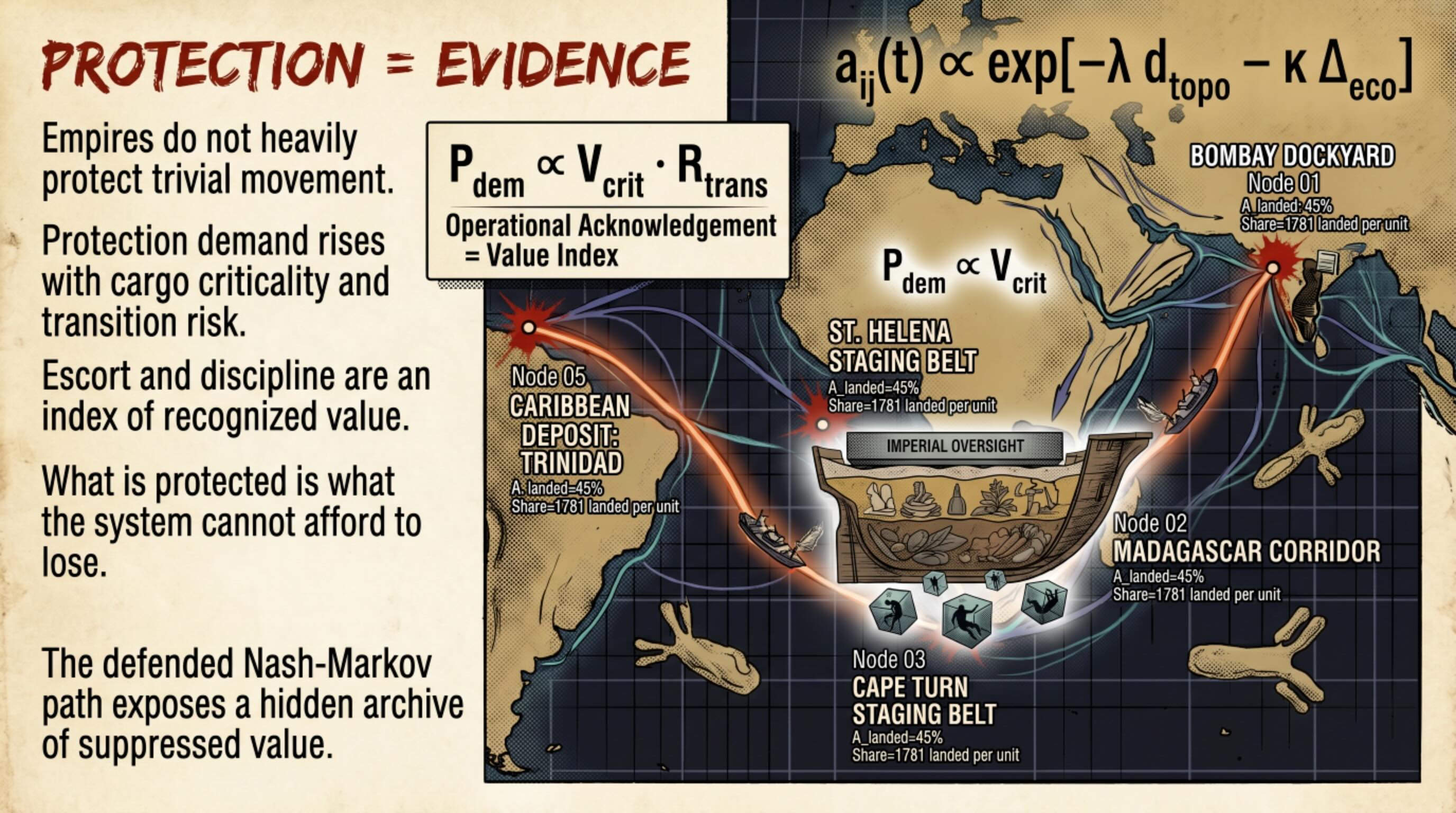 Figure 9. Protection Equals Evidence — The Guarded Convoy — This figure states the evidential meaning of convoy protection. Escort, route discipline, and guarded movement are treated as operational acknowledgement that the people being moved were strategically valuable and difficult to replace.